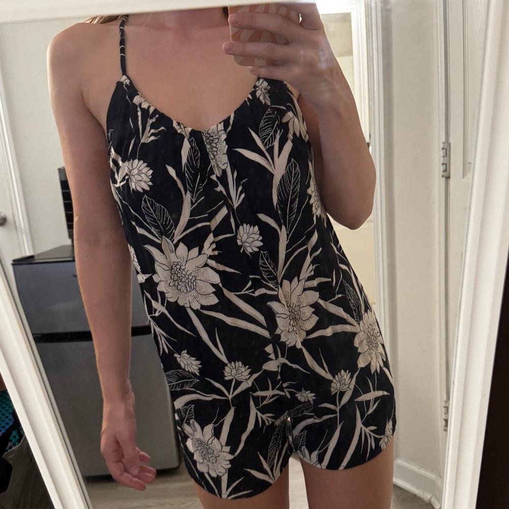 Billabong Floral Black and White Romper